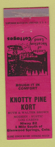 Matchbook Cover - Knotty Pine Kort Motel Glenwood Springs Colorado