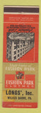 Matchbook Cover - Fashion Park Clothes Longs' Wilkes Barre PA