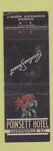 Matchbook Cover - Poinsett Hotel Greenville SC