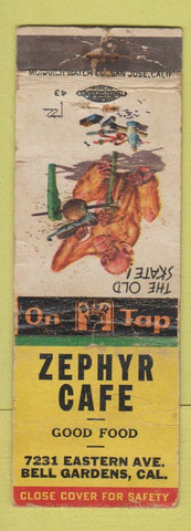 Matchbook Cover - Zephyr Cafe Bell Gardens CA WORN