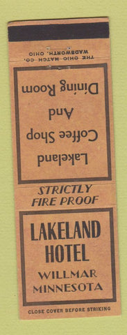 Matchbook Cover - Lakeland Hotel Willmar MN