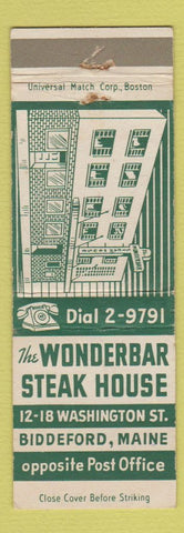 Matchbook Cover - Wonderbar Steak House Biddeford ME