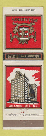 Matchbook Cover - The Madison Hotel Atlantic City NJ