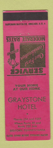 Matchbook Cover - Graystone Hotel Bedford PA