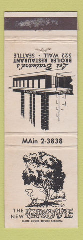 Matchbook Cover - The New Grove Les Brainard's Restaurant Seattle WA