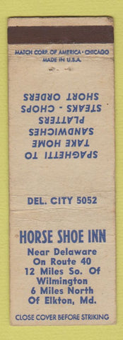 Matchbook Cover - Horse Shoe Inn Elkton MD WEAR