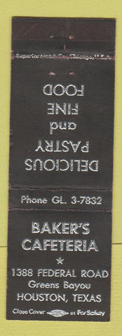 Matchbook Cover - Baker's Cafeteria Houston TX WEAR