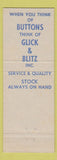 Matchbook Cover - Glick & Blitz Novelty Buttons New York City