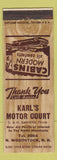 Matchbook Cover - Karl's Motor Court North Woodstock NH WEAR