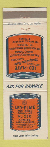 Matchbook Cover - Led Plate Armite Labs Anti Seize Compound Los Angeles CA
