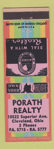 Matchbook Cover - Porath Real Estate Cleveland OH