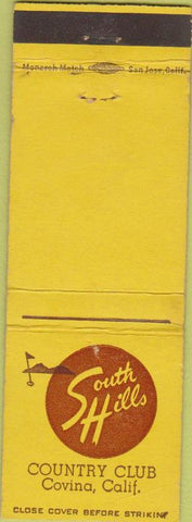 Matchbook Cover - South Hills Country Club Covina CA