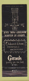 Matchbook Cover - Gerards Restaurant Monterey Park CA WEAR