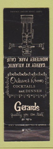 Matchbook Cover - Gerards Restaurant Monterey Park CA WEAR