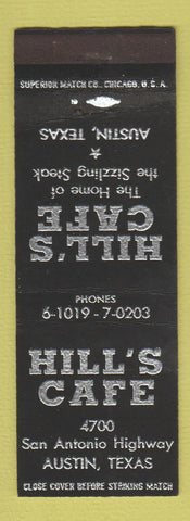 Matchbook Cover - Hill's Cafe Austin TX