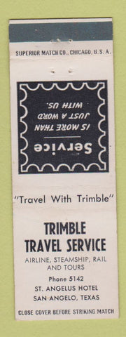 Matchbook Cover - Trimble Travel Service San Angelo TX