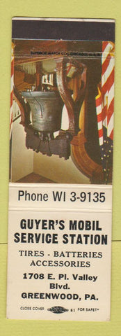 Matchbook Cover - Guyer's Mobil oil gas Greenwood PA #1