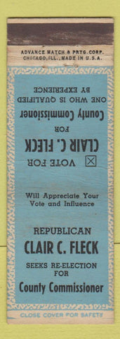 Matchbook Cover - Clair Fleck County Commissioner Election ADVANCE