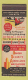 Matchbook Cover - United Security Association Warehouses New York City