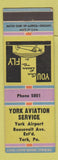 Matchbook Cover - York Aviation Service York PA