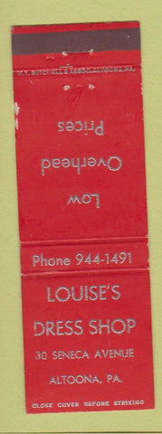 Matchbook Cover - Louise's Dress Shop Altoona PA WEAR