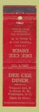 Matchbook Cover - Dee Cee Diner Washington DC WEAR