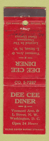 Matchbook Cover - Dee Cee Diner Washington DC WEAR