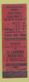 Matchbook Cover - St Lawrence Parish Hall Bingo WEAR