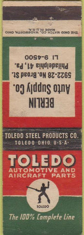 Matchbook Cover - Toledo Auto Parts Philadelphia PA