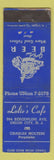 Matchbook Cover - Lolie's Cafe Union City NJ WEAR