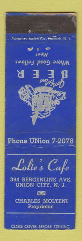Matchbook Cover - Lolie's Cafe Union City NJ WEAR