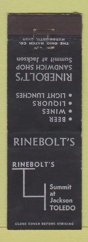Matchbook Cover - Rinebolt's Sandwich Shop Toledo OH WORN BACK