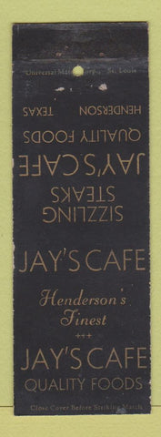 Matchbook Cover - Jay's Cafe Henderson TX WEAR