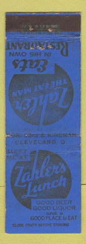 Matchbook Cover - Zahler's Lunch Cleveland OH
