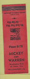 Matchbook Cover - Mickey and Warren Used Cars Williamsport PA