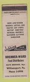 Matchbook Cover - Brenner Ward Food Distributors Williamsport PA
