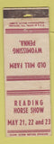 Matchbook Cover - Reading Horse Show Wyommissing PA ARROW POOR STRIKER