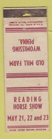 Matchbook Cover - Reading Horse Show Wyommissing PA ARROW POOR STRIKER