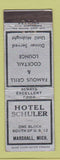 Matchbook Cover - Hotel Schuler Marshall MI
