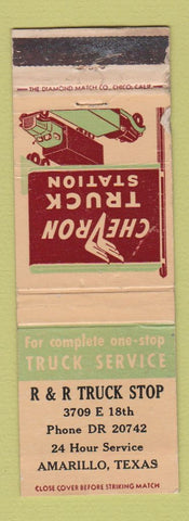 Matchbook Cover - R&R Truck Stop Amarillo TX Chevron oil gas WORN
