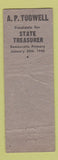 Matchbook Cover - AP Tugwell for State Treasurer 1948 WORN