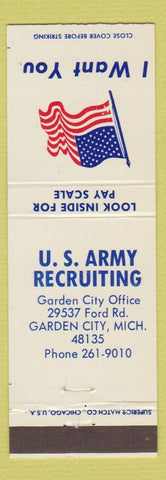 Matchbook Cover - US Army Recruiting Garden City MI