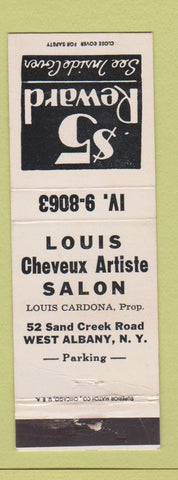 Matchbook Cover - Louis Cheveux Artiste Salon West Albany NY
