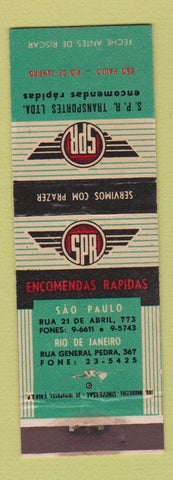 Matchbook Cover - SPR Transportes Sao Paulo Rio De Janeiro Brazil trucking