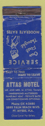 Matchbook Cover - Attas Motel Fort Myers FL WORN