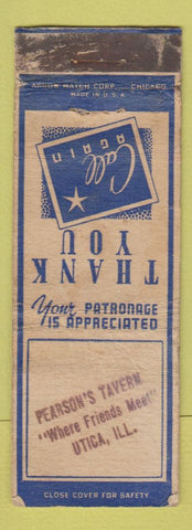 Matchbook Cover - Pearson's Tavern Utica IL ARROW STAMPED WORN