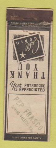 Matchbook Cover - Pepe Frasco Spring Valley IL ARROW STAMPED