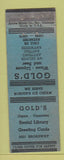 Matchbook Cover - Gold's Liquor Greeting Cards Borden's Ice Cream WEAR