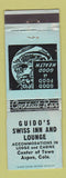 Matchbook Cover - Guido's Swiss Inn and Lounge Aspen Colorado