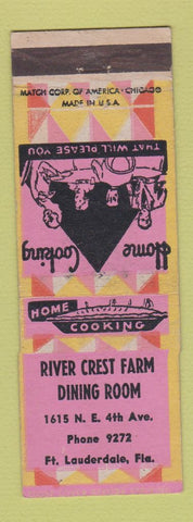 Matchbook Cover - River Crest Farm Dining Room Fort Lauderdale FL